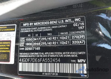 2015 Mercedes-Benz Gl 550 4Matic from USA, damaged, VIN 4JGDF7DE6FA552454